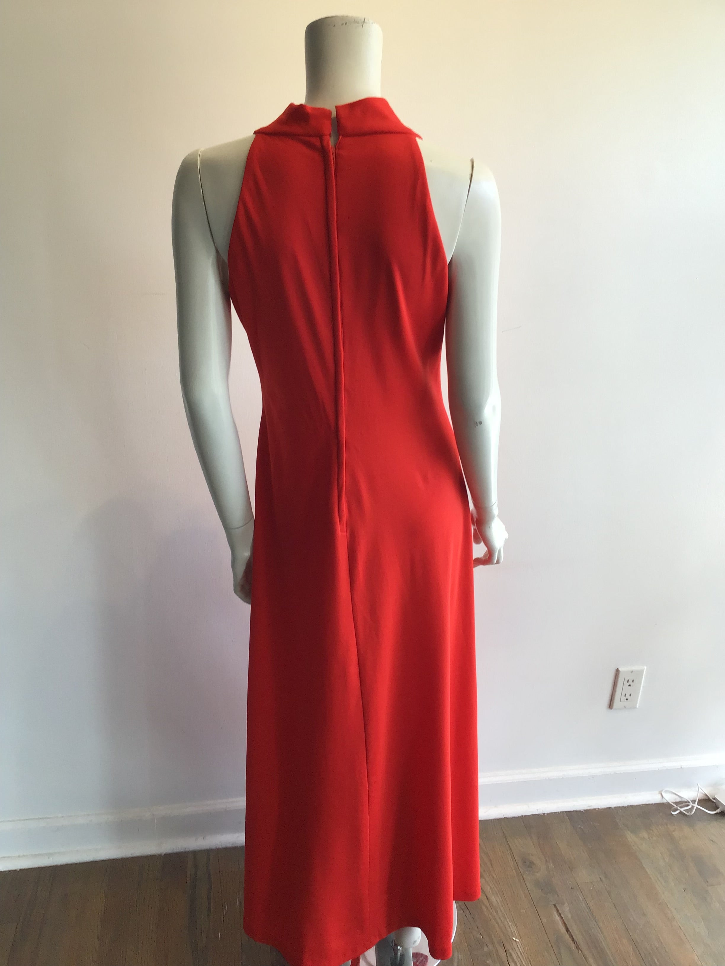 1970’s Tomato Red Polyester Dress Size 6