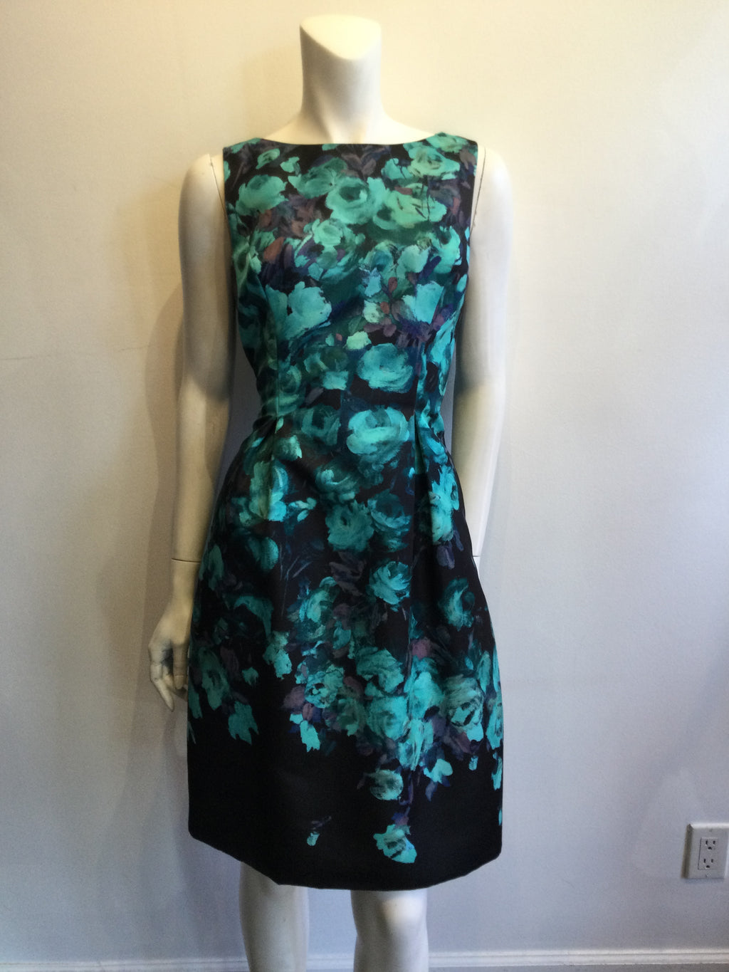 2000’s Lela Rose Blue Floral Silk Dress Size 8
