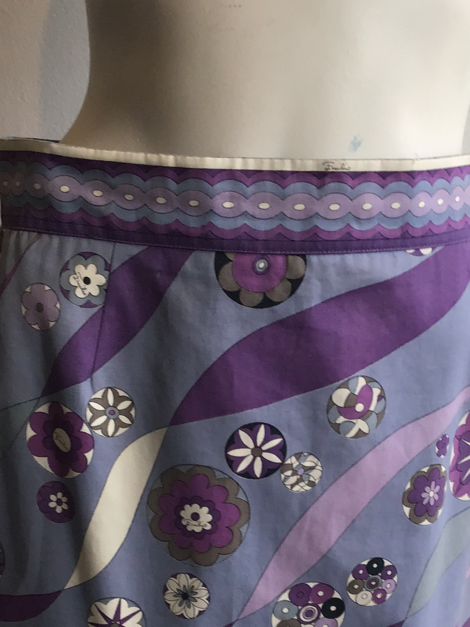 2000s Emilio Pucci Cotton Blues and Purple Skirt Size 8emilip