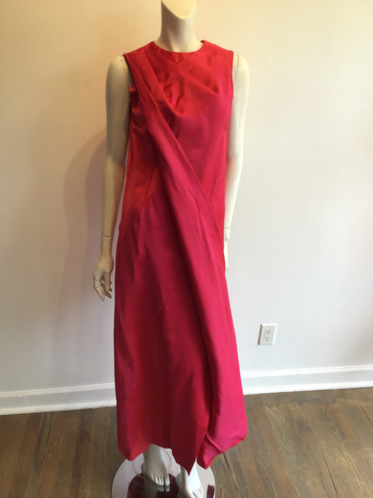 1960’s Raspberry Pink Silk Satin Evening Gown Size 4