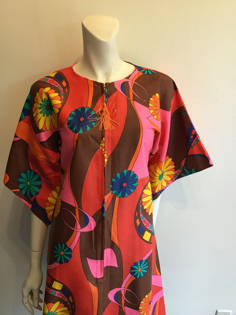 1960’s Polished Cotton Janet lynn Multicolor Dress Size 10