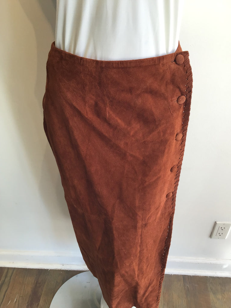 1990’s Carmel Suede Skirt with Buttons Size 8