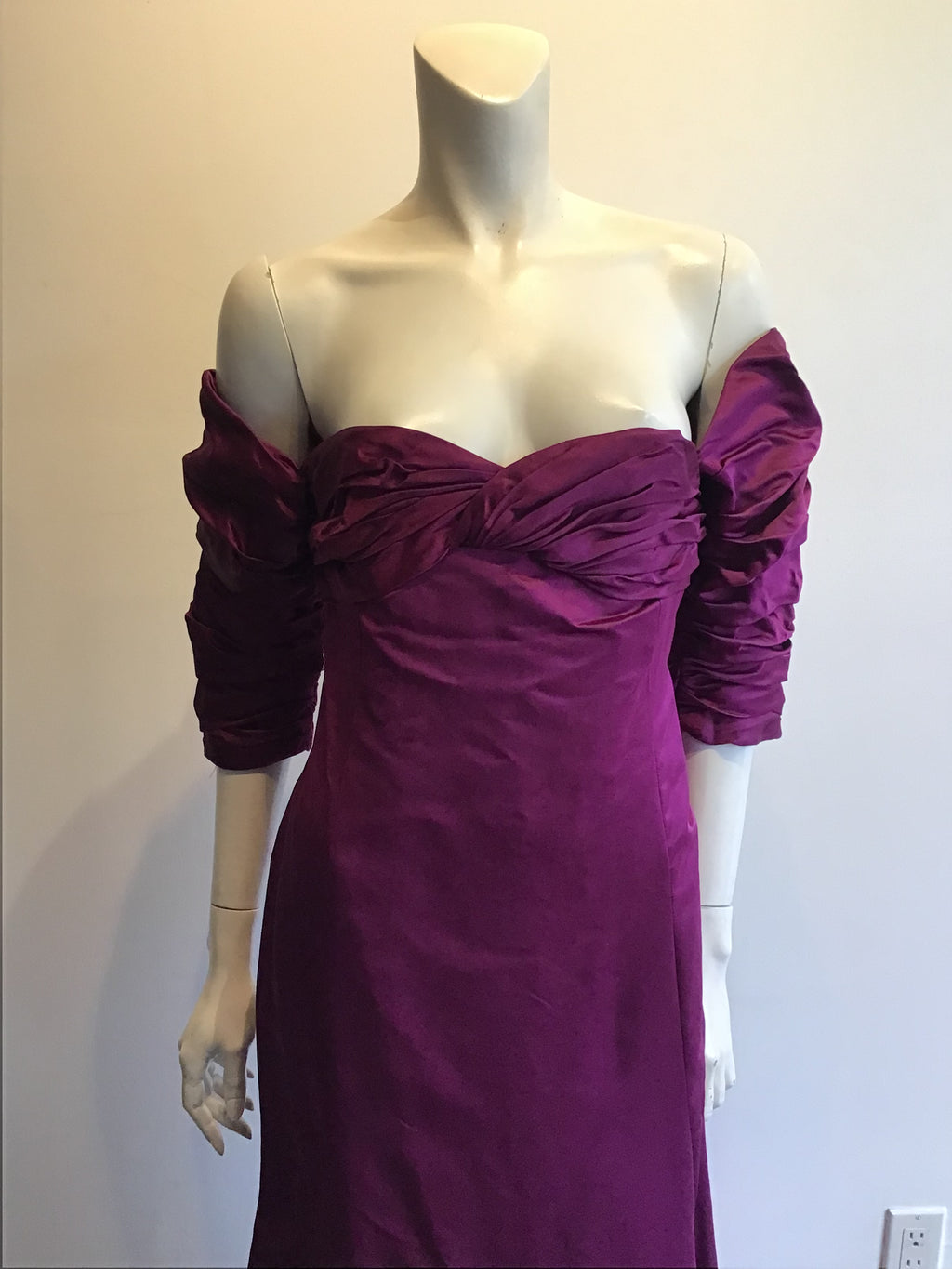 1980’s Plum Silk Satin Evening Gown Size 10