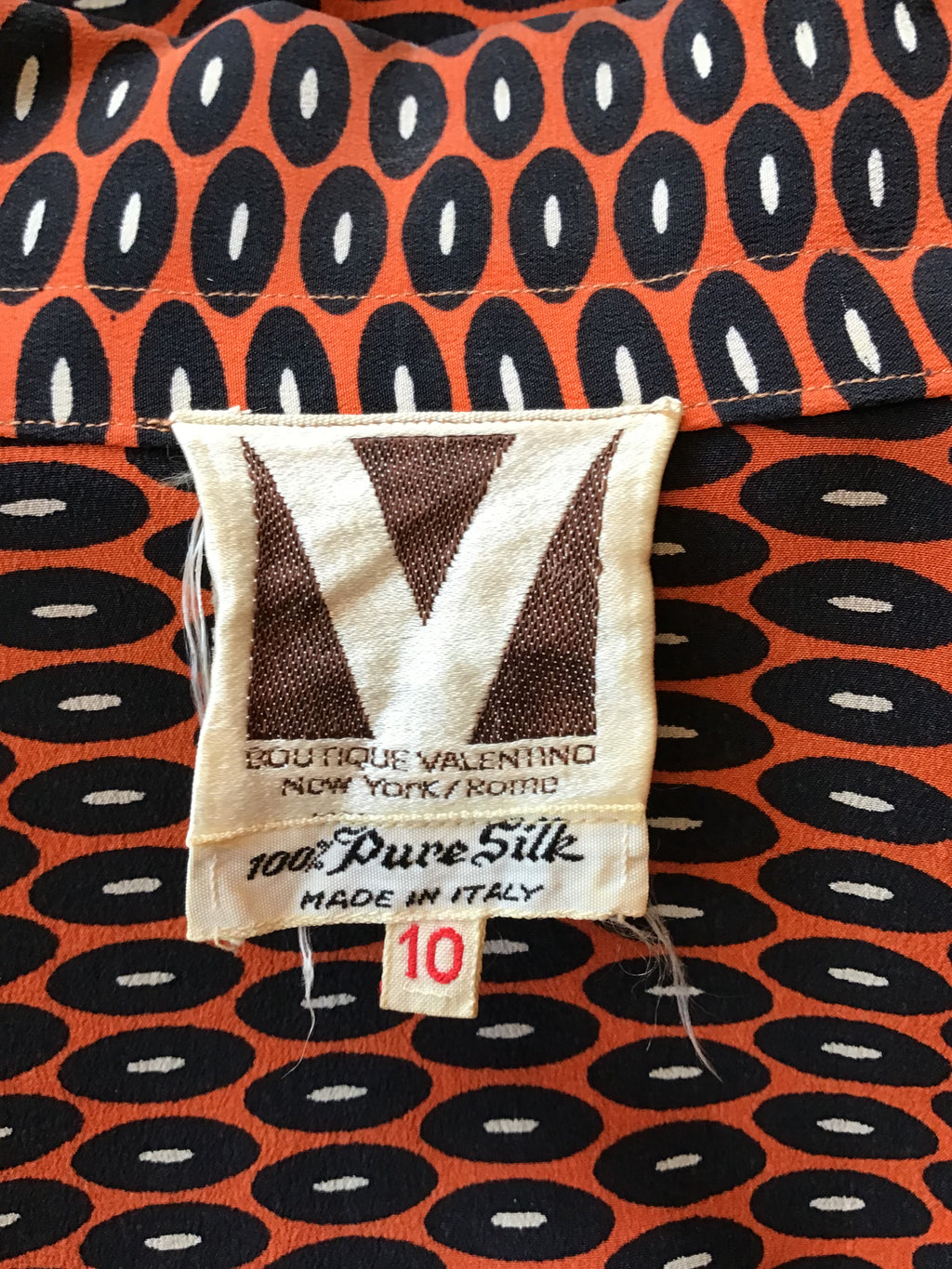 1970’s Valentino Silk Orange and Black Shirt Size 4