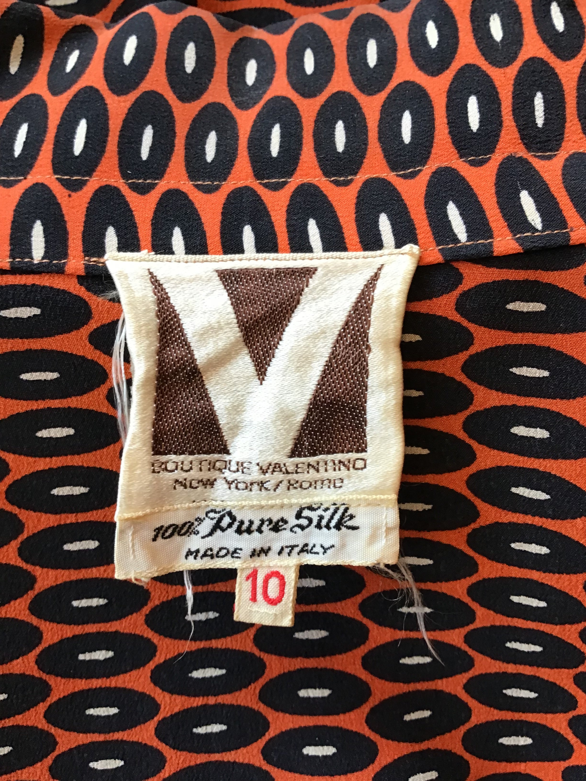 1970’s Valentino Silk Orange and Black Shirt Size 4