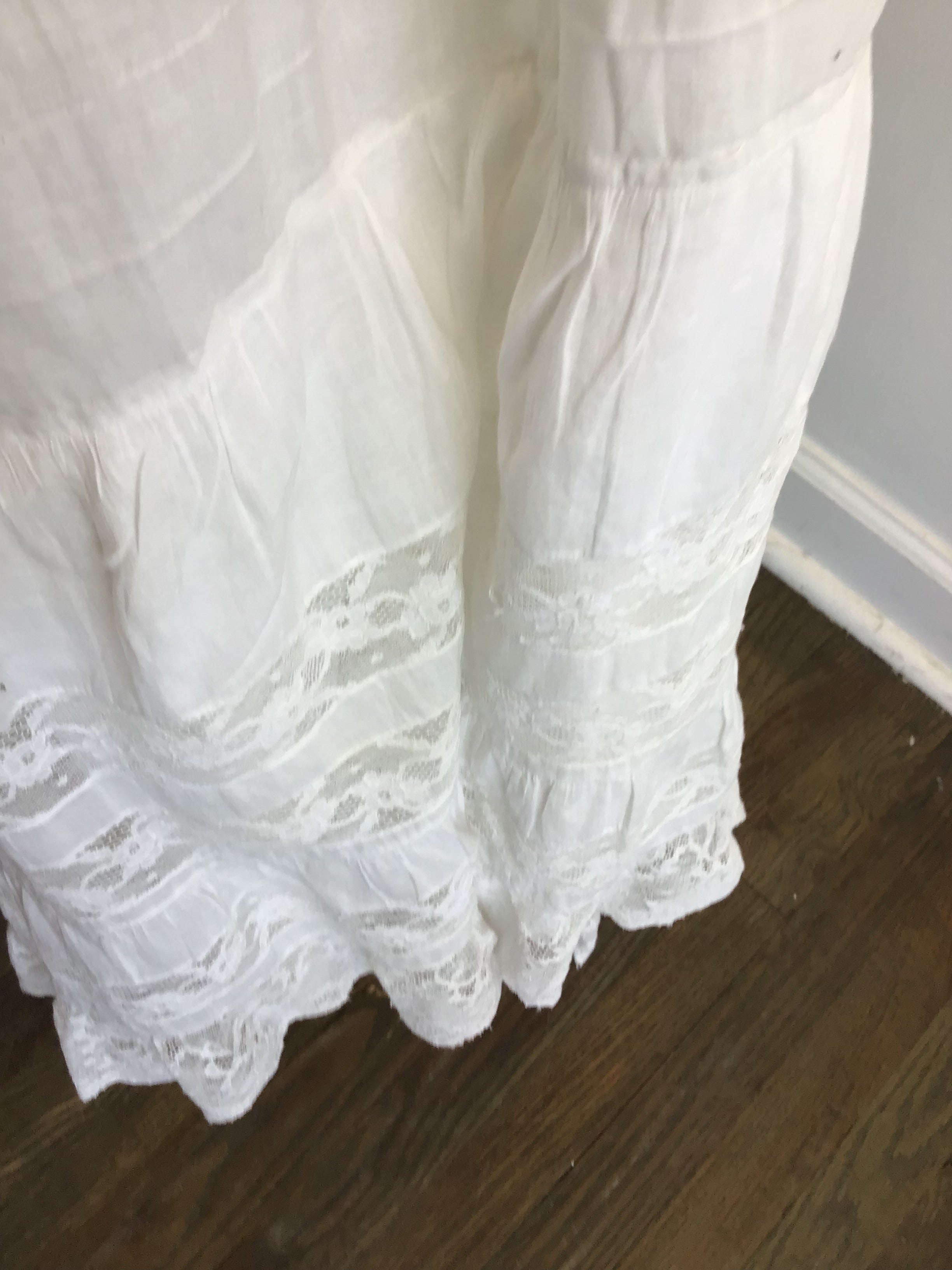 Victorian White Cotton and Lace Petticoat