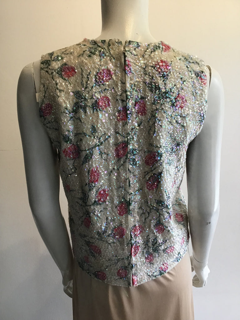 1960’s White Sequined Top Size 6