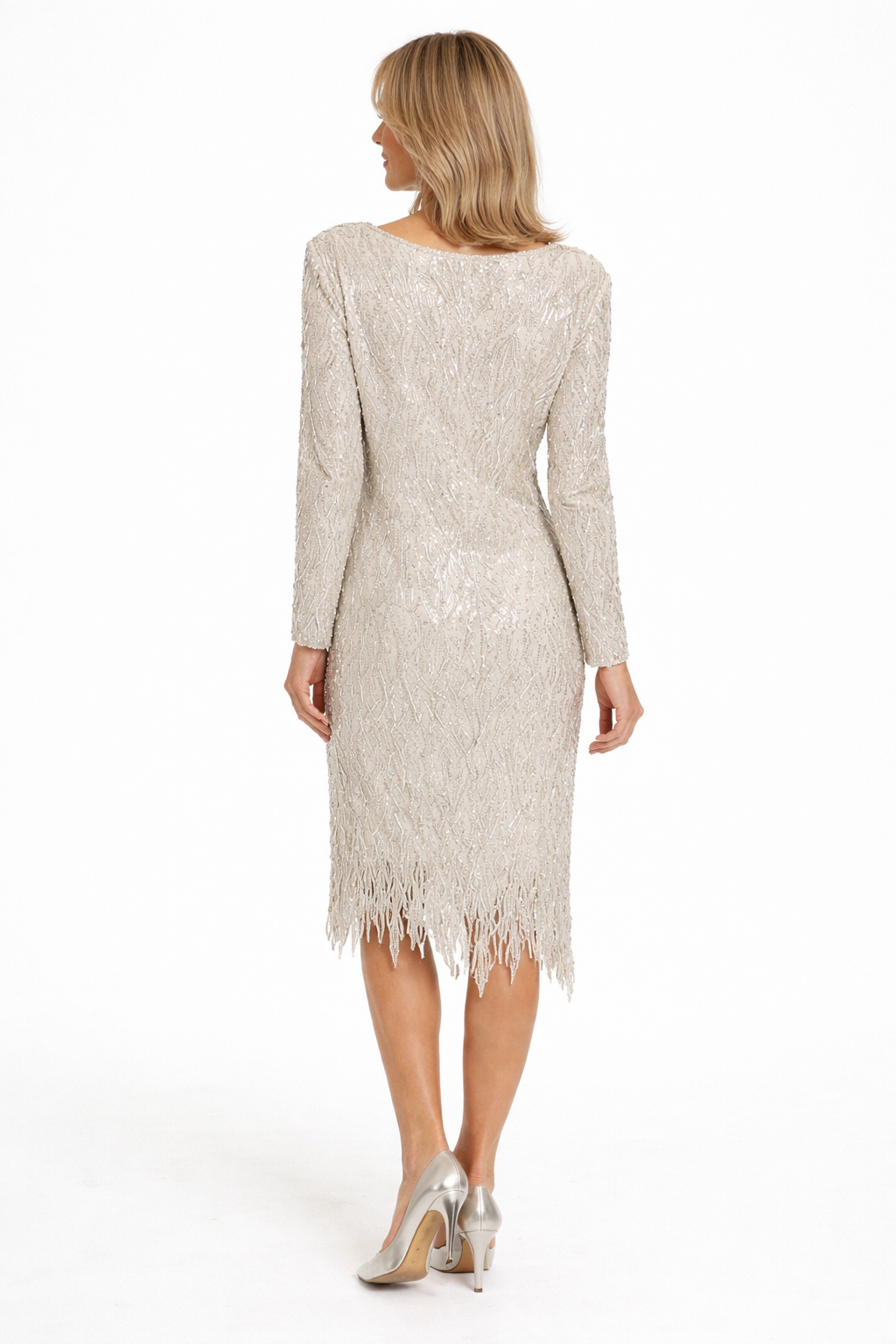 1980's White Beaded /Sequinned Cocktail Dress up to Size 10