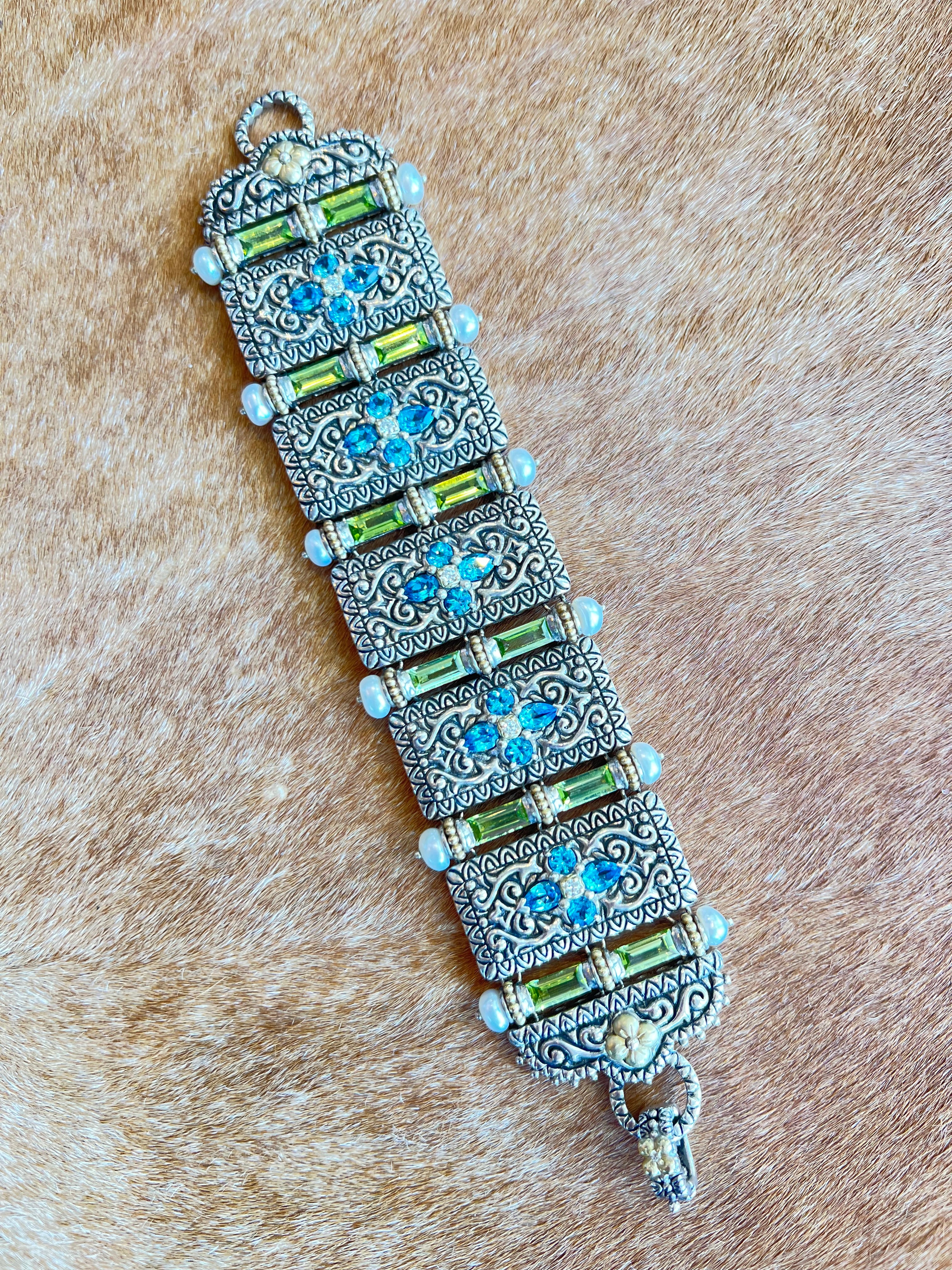 BARBARA BIXBY JEWELED STERLING BRACELET