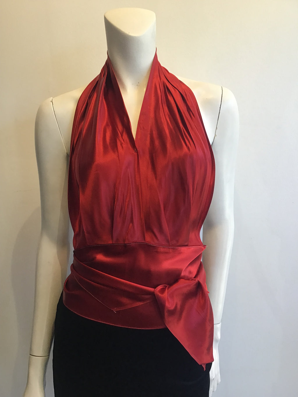 1940s Burgundy Rayon Halter Tops Size 6