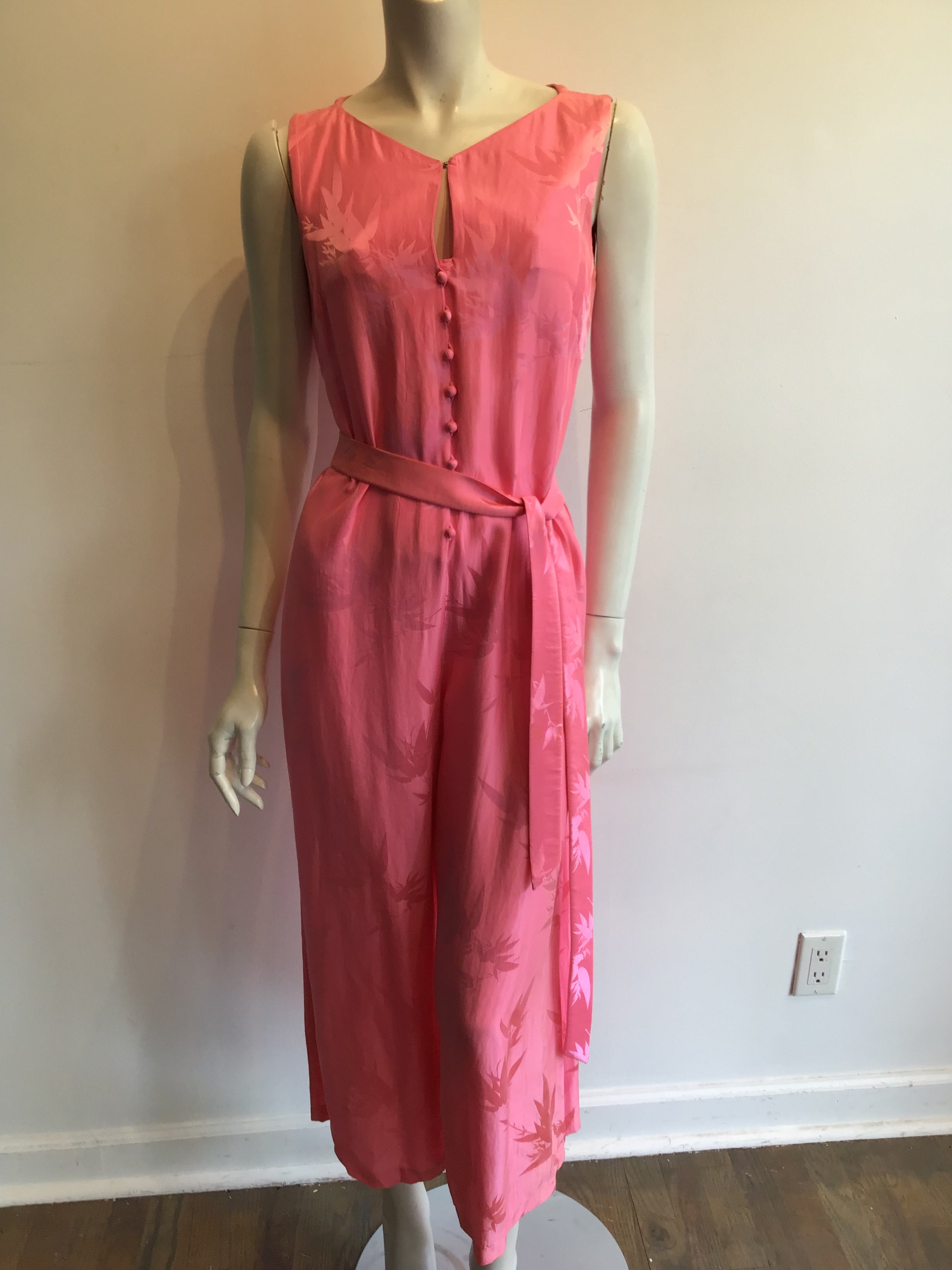 1960’s Pink Silk Vanny Hong Kong Jumpsuit Size 8