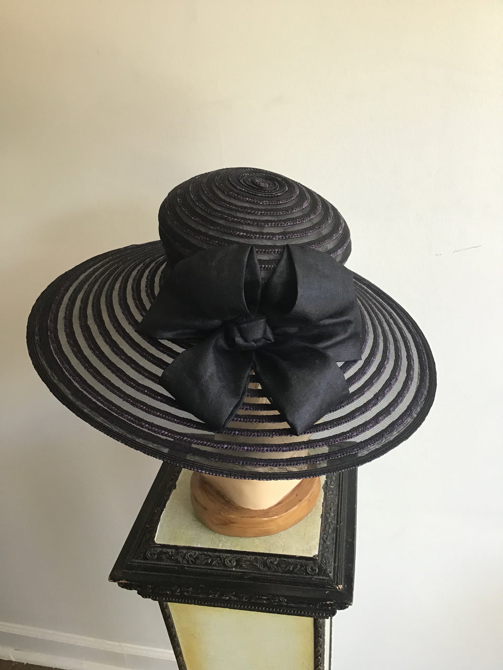 1990s Eric Javits Purple and Black  Horsehair hat