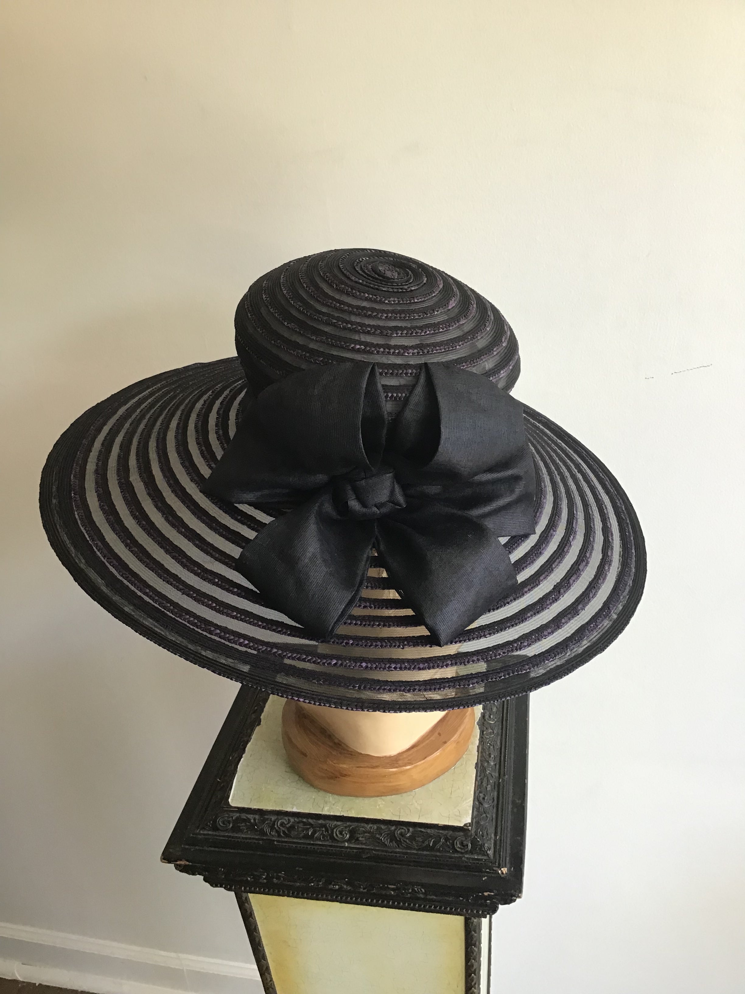 1990s Eric Javits Purple and Black  Horsehair hat