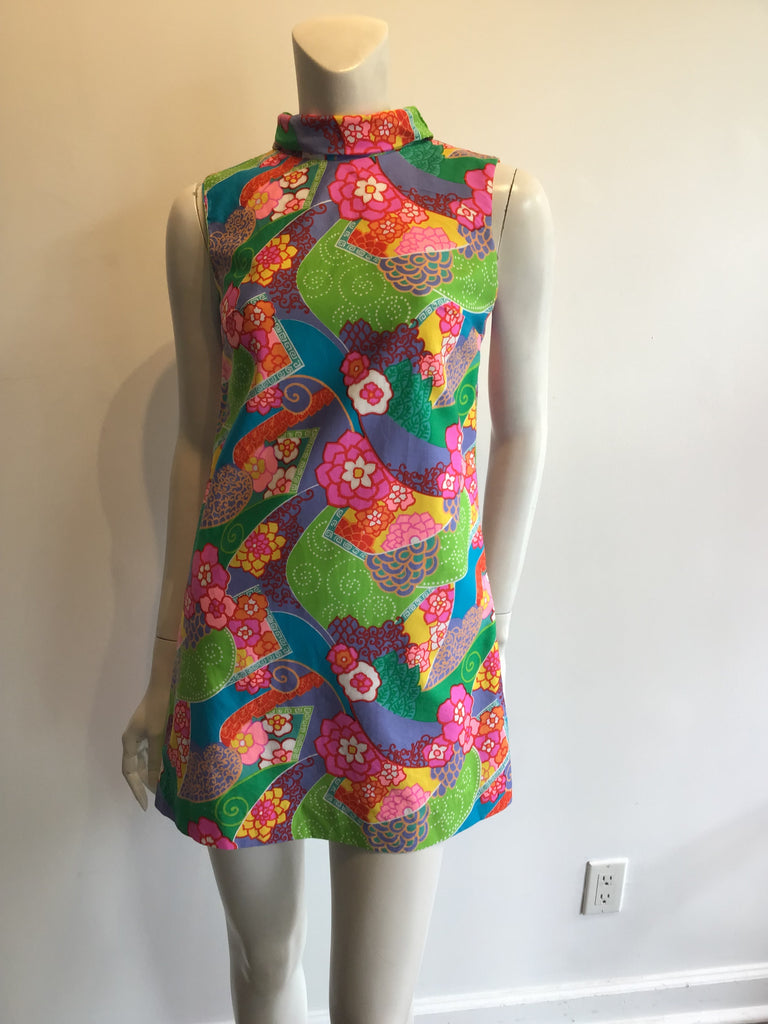 1960’s Cotton Multicolor Janet Lynn Mini Dress Size 6