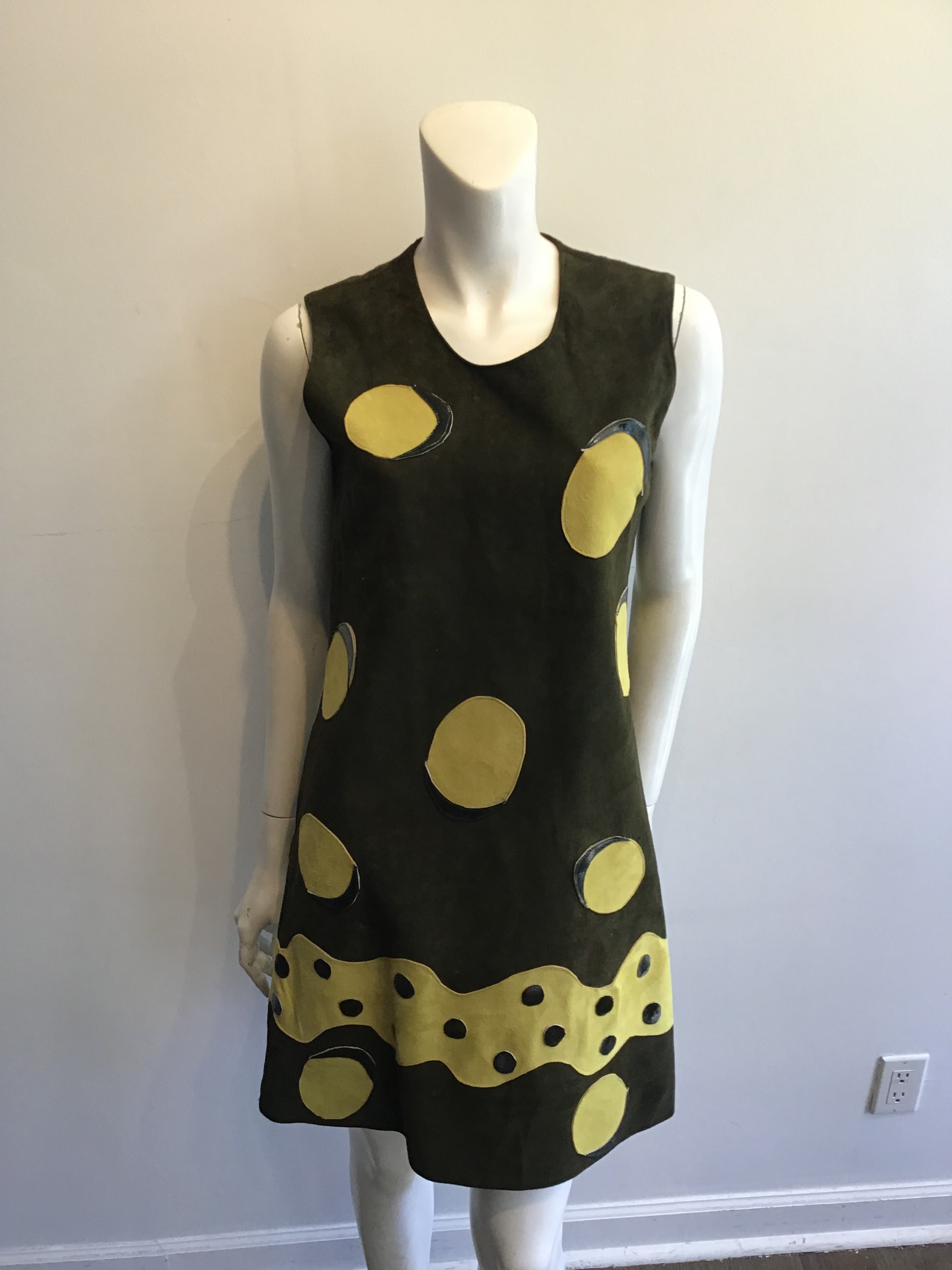 1960’s Olive Green Ultra Suede Dress Size 8