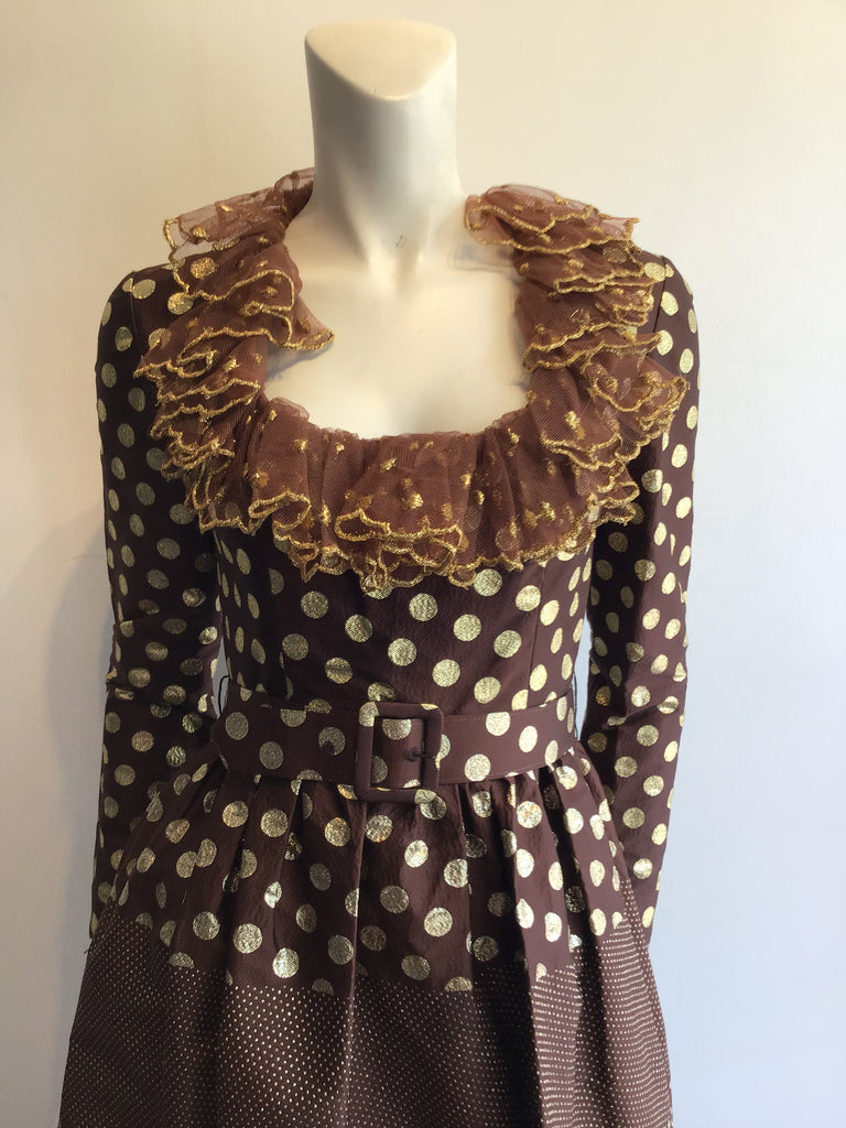 1960’s Brown and Gold Lamé Silk Evening Dress Size 4