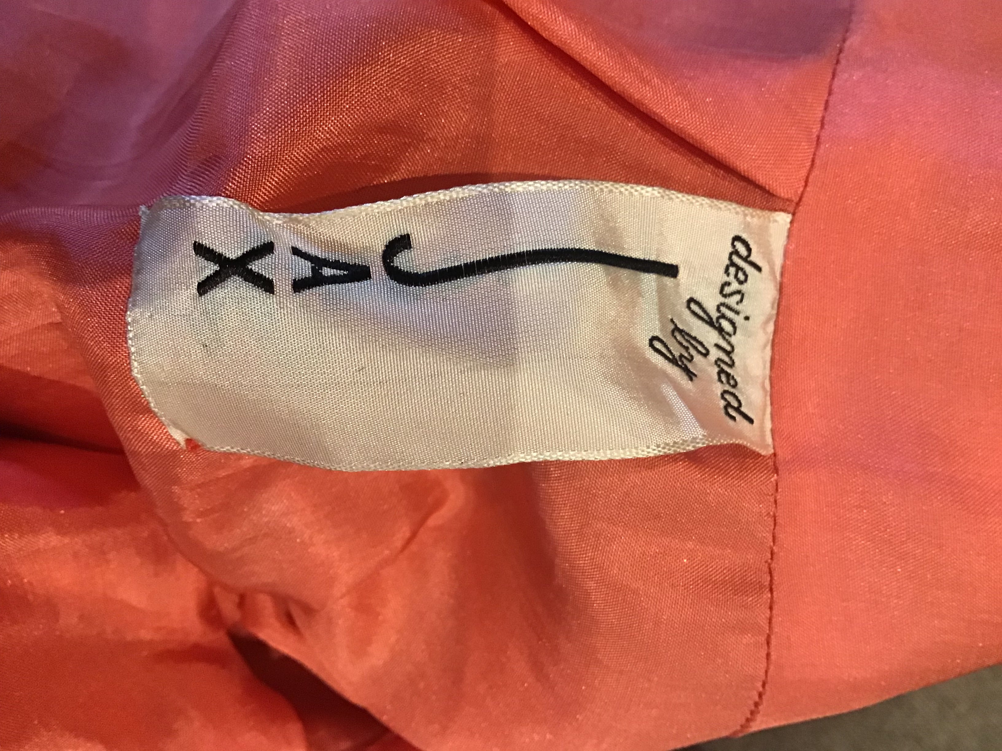 1960’s Jax Red and Orange Silk Dress with Shawl Size 4