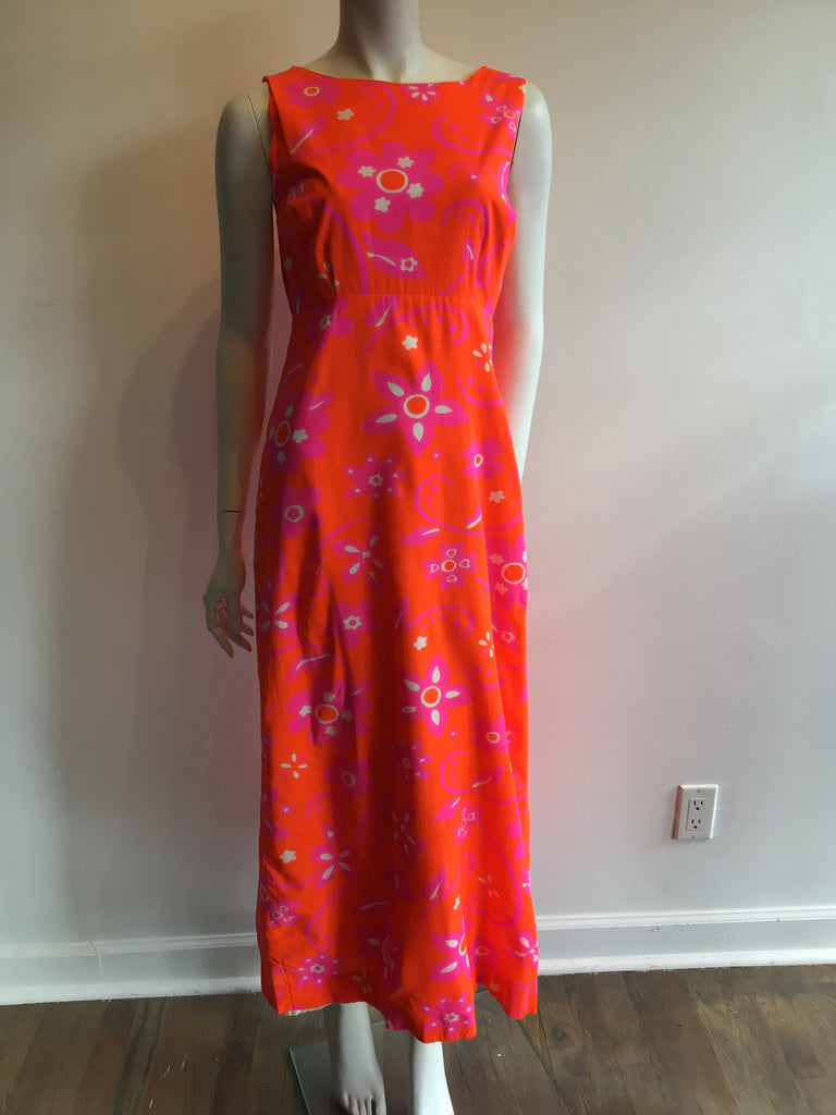 1960s Ludy of Honolulu Pink Maxi Dress Size 8