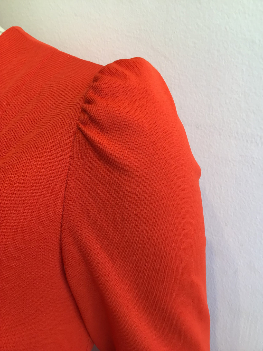 1970’s Vermillion Red Hoot Owl Polyester Dress Size 8
