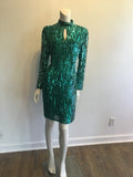 1980’s Green Sequined Cocktail Dress Size 12