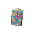 Bamboo Leaves, Teal & Pink Floral Brocade Card Holder with Rfid Protection