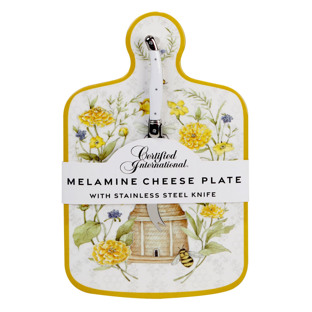 Bee Sweet Melamine Cheese Board Tray and Knife Set bundled