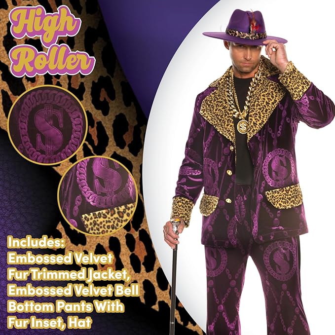Men's Big Playah Purple Velvet Costume