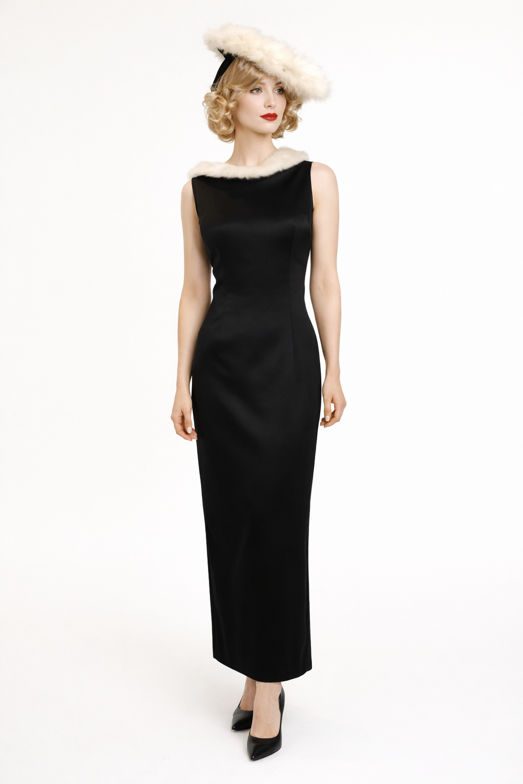 Black & Ermine Trim Gown 1930's Women's Costume Rental