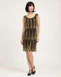 Black & Gold Beaded Flapper Dress, 1920'd Women's Rental