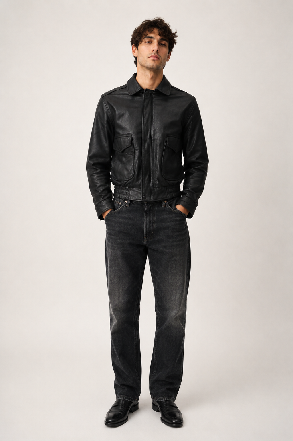 Black Greaser Leather Jacket, 1950's Men's Rental