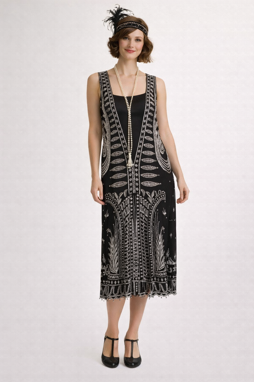 Black Ibsen Beaded Flapper Dress 1920's, Women's Costume Rental
