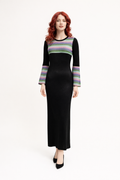 Black Multi Stripe Vintage Dress, 1960's Women's Costume Rental
