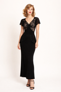 Black Rayon Crepe & Lace Dress 1940's Women's Costume Rental