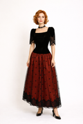 Black & Rust Red Evening Gown 1980's Women's Costume Rental
