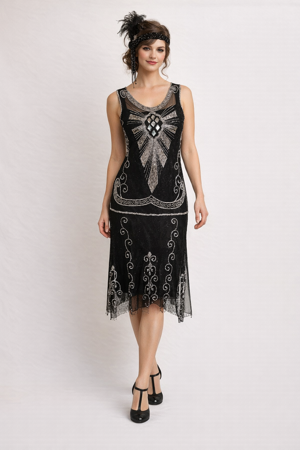 Black & Silver Egyptian Flapper Dress 1920's, Women's Costume Rental