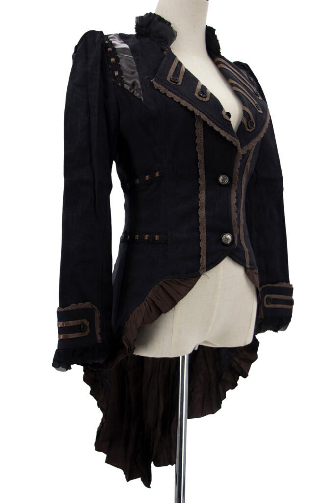 Black Steampunk Ruffle Coat Costume