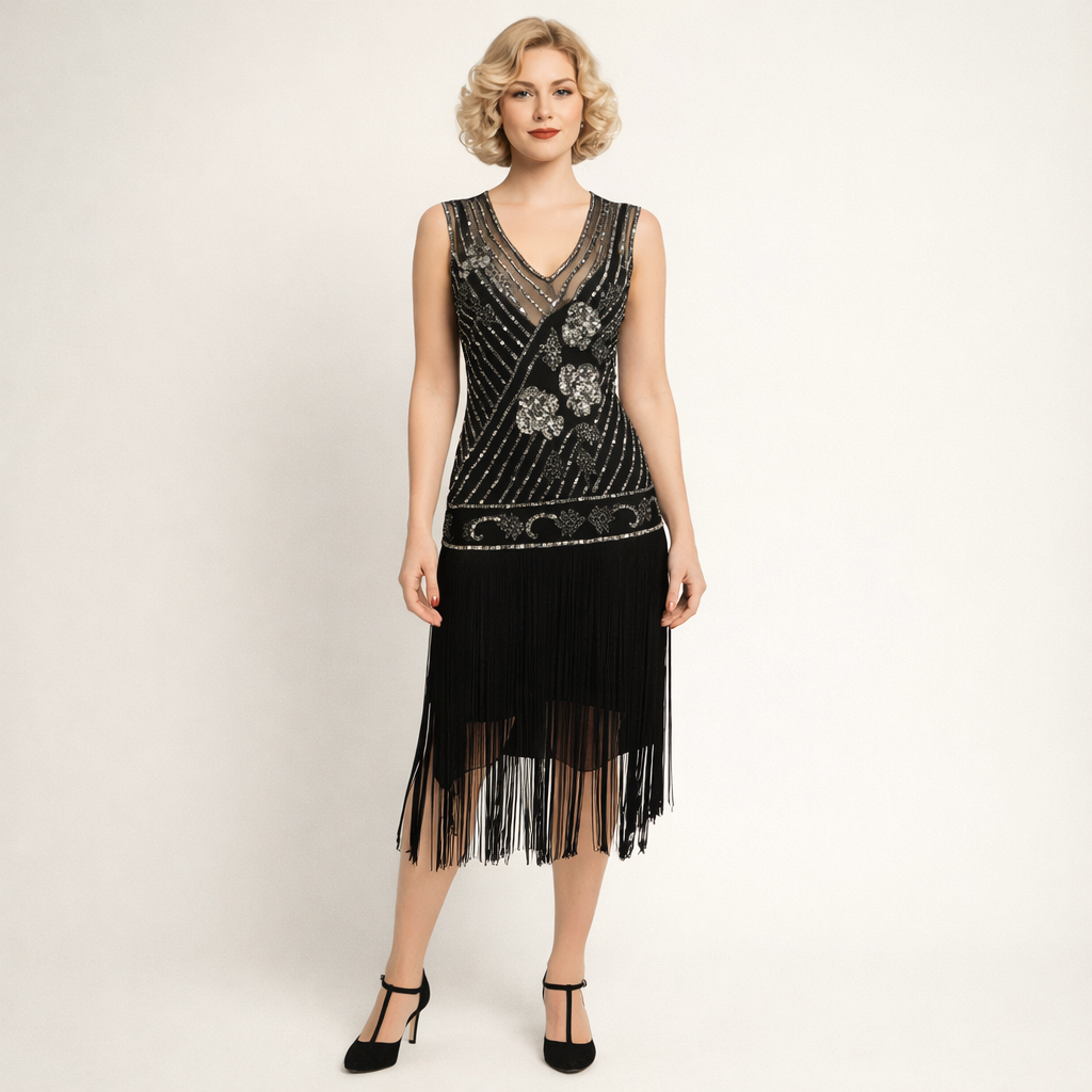 Black Tango Flapper Dress 1920's, Women's Costume Rental