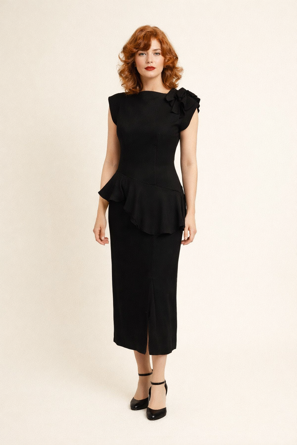 Black Two Piece Rayon Gown 1940's Women's Costume Rental