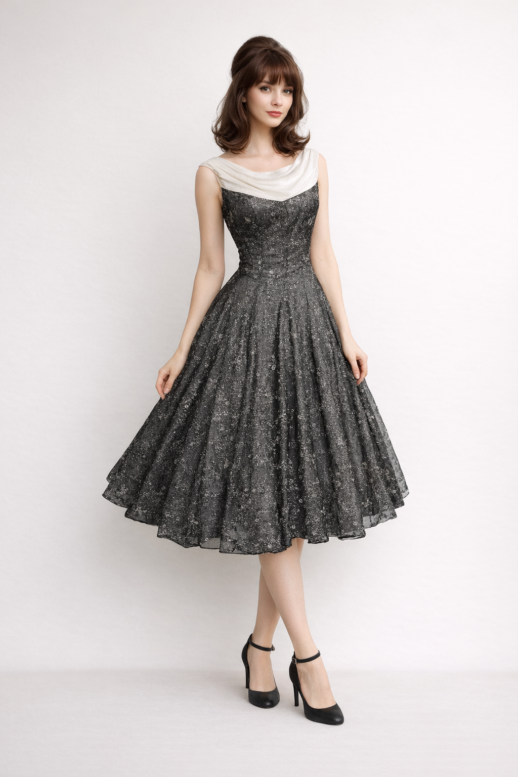 Black & White 1950's Party Dress, Women's Costume Rental