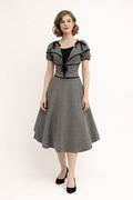 Black & White 1950's Tweed Velvet Vintage Dress, Women's Costume Rental