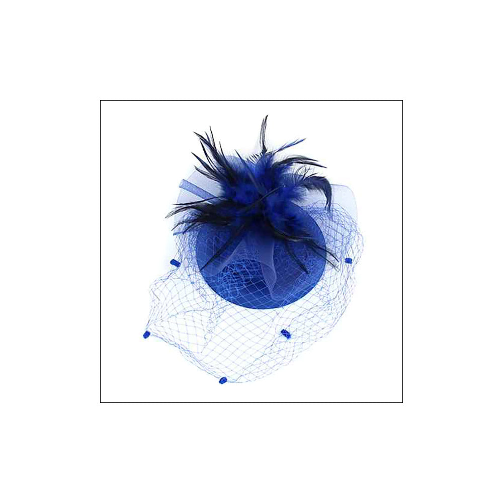 Blue Feather Mesh Flower Fascinator with Headband front image