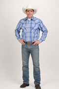 Blue Plaid Western Shirt, Wild West Men's Costume Rental