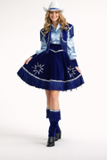 Blue Velvet Vest Cowgirl Costume Dress Rental