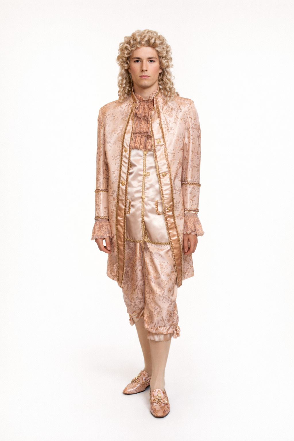 Blush Pink Luxurious, Aristocratic Brocade Jacket, 18th Century Men's Costume Rental