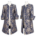 Brocade military style frockcoat Blue and gold
