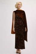 Bronze  Brown Silk Velvet Dress 1930's, Women's Costume Rental