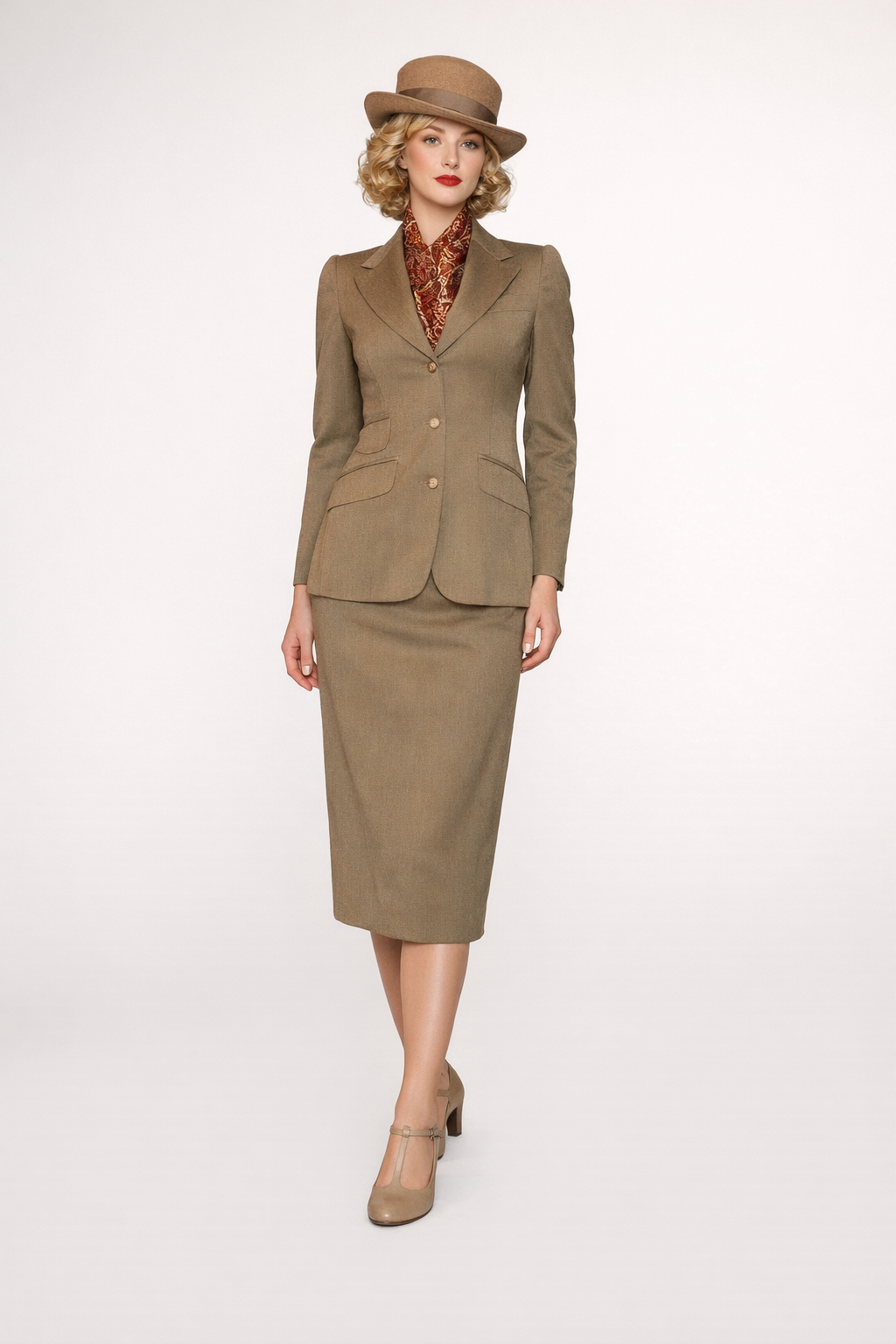 Brown Gabardine Suit 1920's, Women's Costume Rental