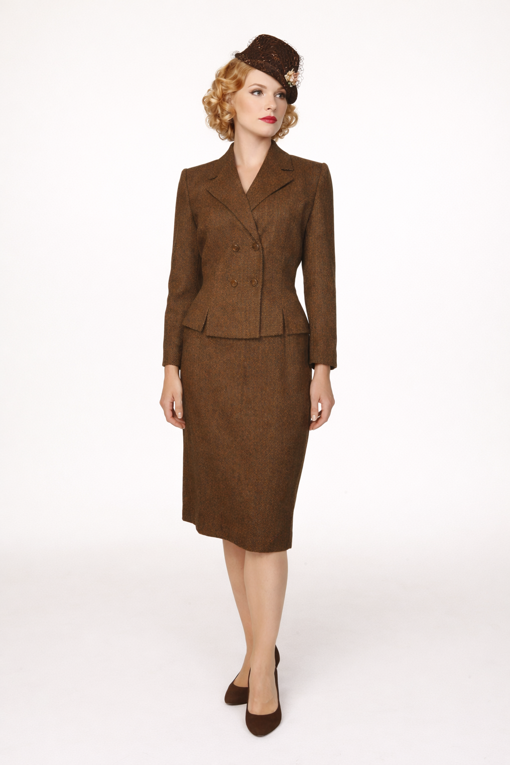 Brown Tweed Suit 1940's Women's Costume Rental