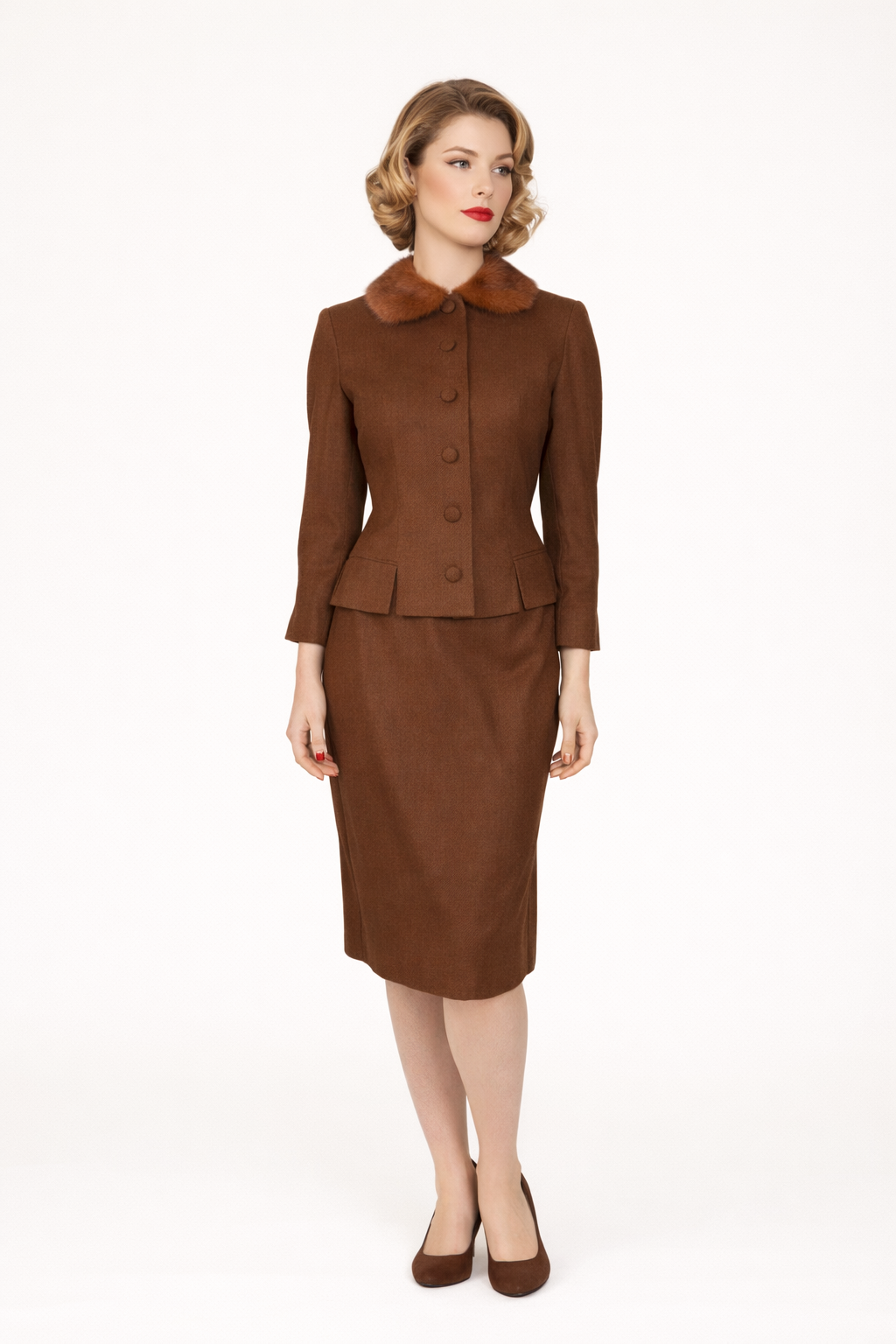 Brown Wool Suit 1940's Women's Costume Rental