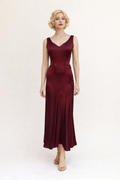 Burgundy Satin Gown 1930's Women's Costume Rental